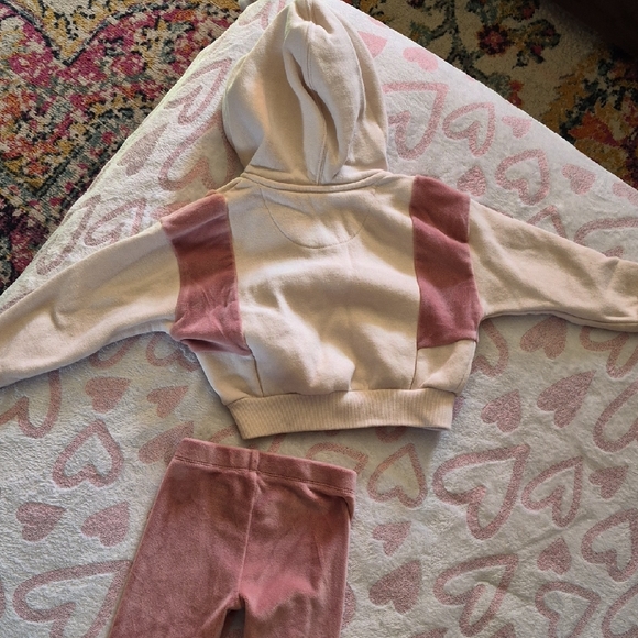 Nike Pink and Cream Velour Kids' Hoodie Set - Picture 7 of 8
